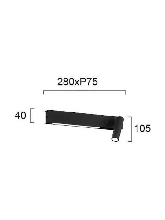 Viokef Molly Modern Leuchte Wand mit Integrierter LED und Warmweißes Licht Schwarz 28x42cm