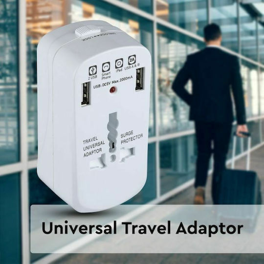 V-TAC Steckdosenadapter von Universal zu Universal mit 2 USB-Steckdosen