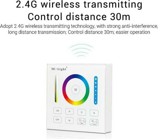GloboStar Mi-Light B0 Διακόπτης Dimmer με Πλαίσιο LED Αφής Smart Χειριστήριο 2.4G