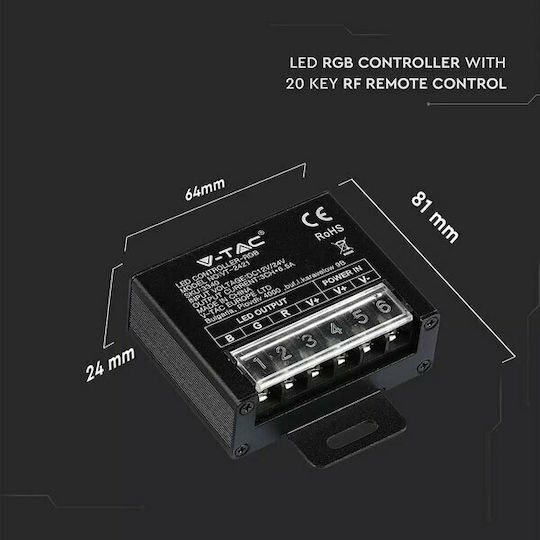 V-TAC VT-2421 Ασύρματο RGB Controller RF με Τηλεχειριστήριο 3340