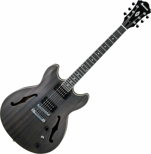 Ibanez AS53 Електрическа Китара ES с HH Конфигурация на Пикапите Transparent Black Flat