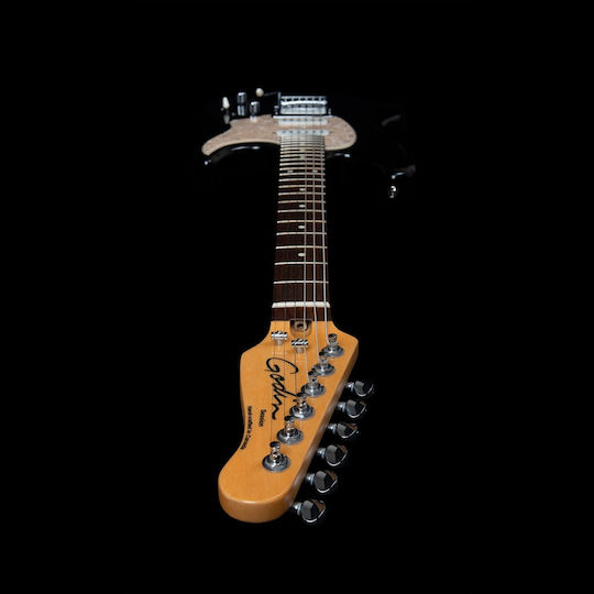Godin Session LTD Electric Guitar Stratocaster with HSS Pickup Configuration Black High Gloss