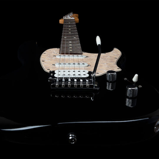 Godin Session LTD Electric Guitar Stratocaster with HSS Pickup Configuration Black High Gloss