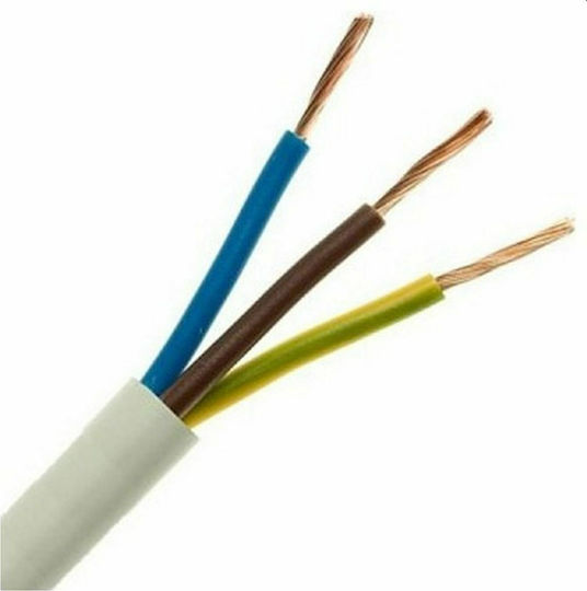 CHaralampidis H05VV-F Power Cord With 3x1mm² Cable Properties In White Colour 1m Flexible