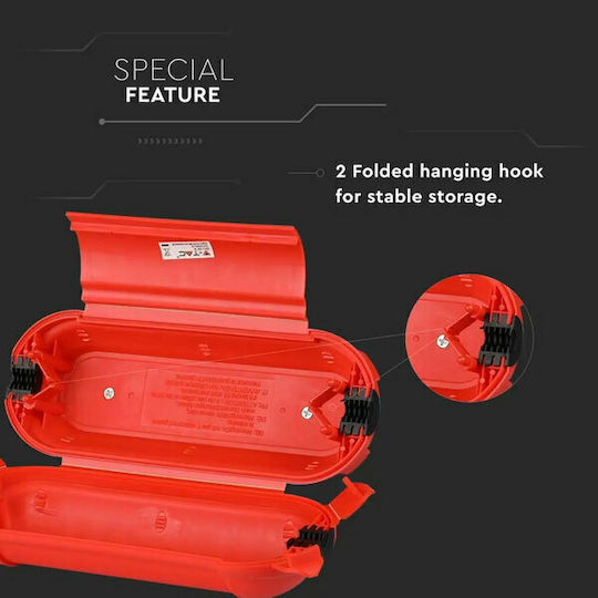 V-TAC Surface Mounted Electrical Box IP44 for Power Strip in Red Color