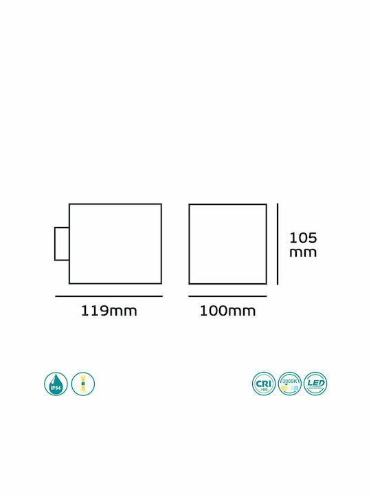 Fan Europe Kyuubu Επιτοίχιο Εξωτερικό Σποτ LED IP64