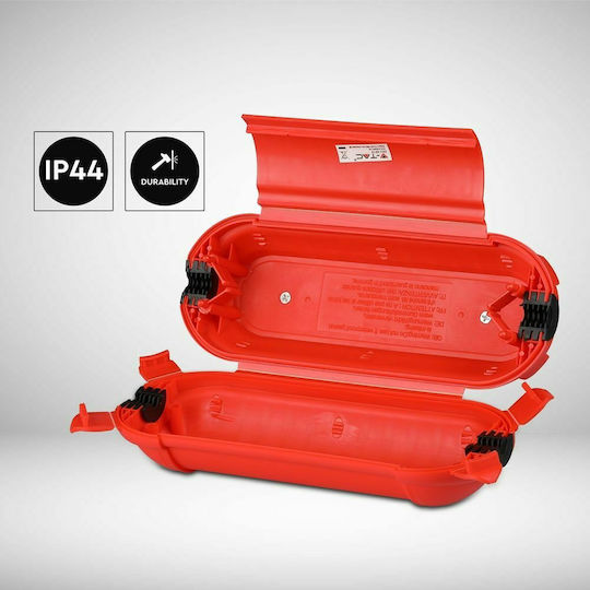 V-TAC Surface Mounted Electrical Box IP44 for Power Strip in Red Color