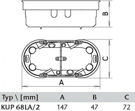 Dabler Flush Electrical Box Branching for Drywall Switch 2 Positions in Gray Color