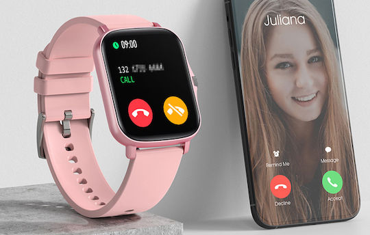 Colmi P8 Plus 43mm Smartwatch με Παλμογράφο (Ροζ)