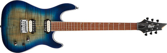 Cort KX-300 Elektrische Gitarre Stratocaster mit HH Tonabnehmerkonfiguration Open Pore Cobalt Burst