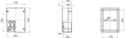 Gewiss Elektroinstallationsdose für Außenmontage Verzweigung IP56 Kunststoff (300x220x120mm) in Gray Farbe GW44209