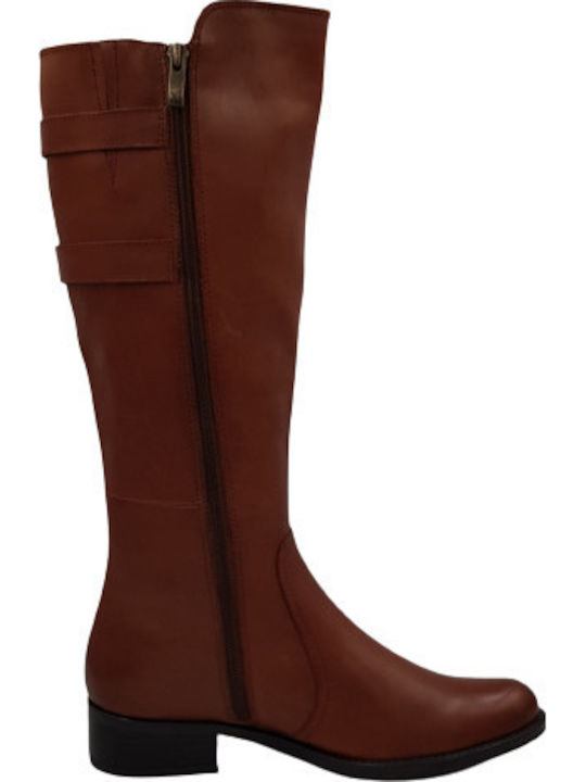 Caprice Leather Women's Boots with Zipper Tabac Brown