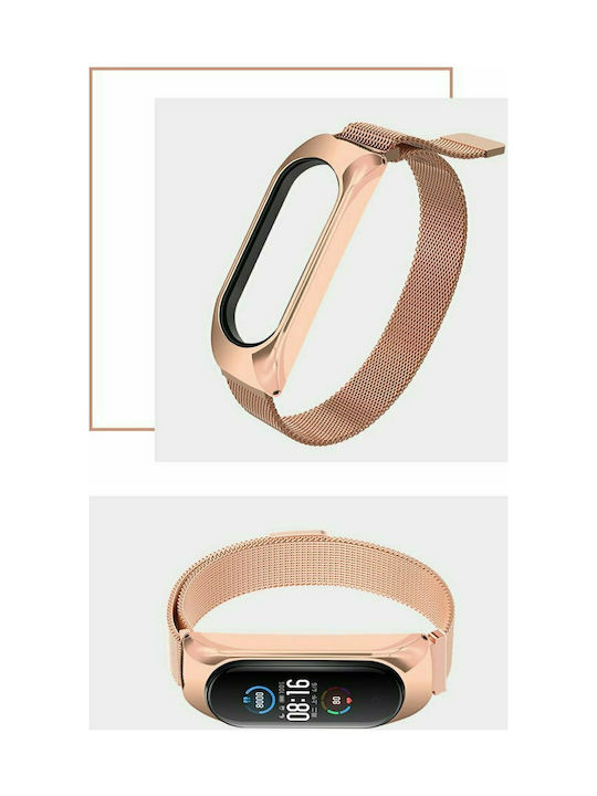 Hurtel Λουράκι Μεταλλικό Ροζ Χρυσό (Mi Smart Band 5/Mi Smart Band 6)