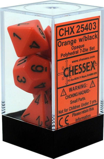 Chessex Dice Orange/Black Opaque 7-Dice Set 7pcs 25403 Oange/Black