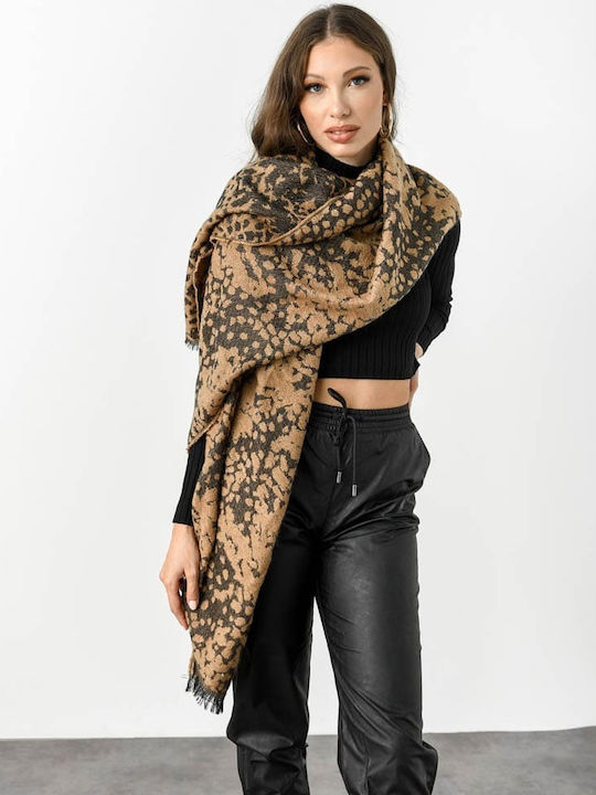 Vero Moda Женски шал от вълна Tan Leopard