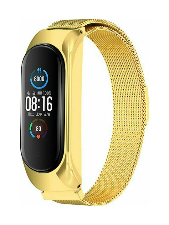 Hurtel Λουράκι Μεταλλικό Χρυσό (Mi Smart Band 5/Mi Smart Band 6)
