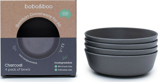 Bobo & boo Baby Food Bowl made of Bamboo Gray 4pcs