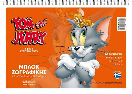 Salko Paper Μπλοκ Ζωγραφικής Tom & Jerry A4 21x29.7cm 40 Φύλλα (Διάφορα Σχέδια)