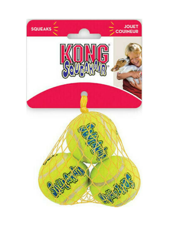 Kong Squeakair Tennis Μπάλα Παιχνίδι Σκύλου από Καουτσούκ με Ήχο Large Κίτρινη 2τμχ