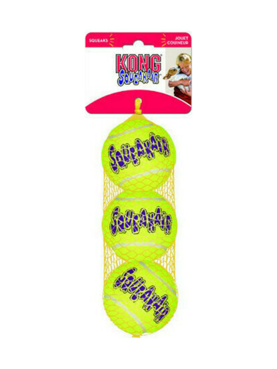 Kong Squeakair Tennis Μπάλα Παιχνίδι Σκύλου από Καουτσούκ με Ήχο Large Κίτρινη 2τμχ
