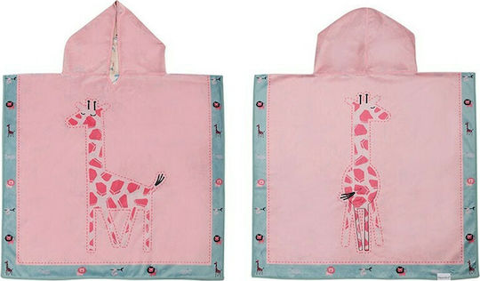 Flapjackkids Giraffe/Zoo Kids Beach Poncho Pink Reversible 61 x 61cm