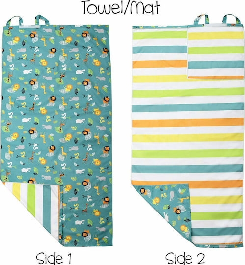 Flapjackkids Backpack Zoo Παιδική Πετσέτα Θαλάσσης Πράσινη 145x71εκ.