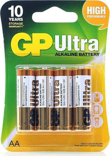GP Batteries Ultra Αλκαλικές Μπαταρίες AA 1.5V 4τμχ