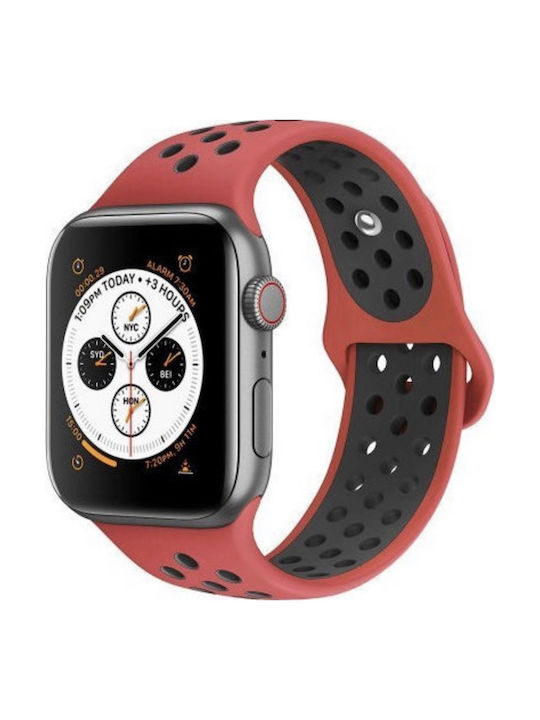 Armband Silikon mit Pin Black/Red (Apple Watch 44/45/46mm/Ultra 49mm) WA1231RB
