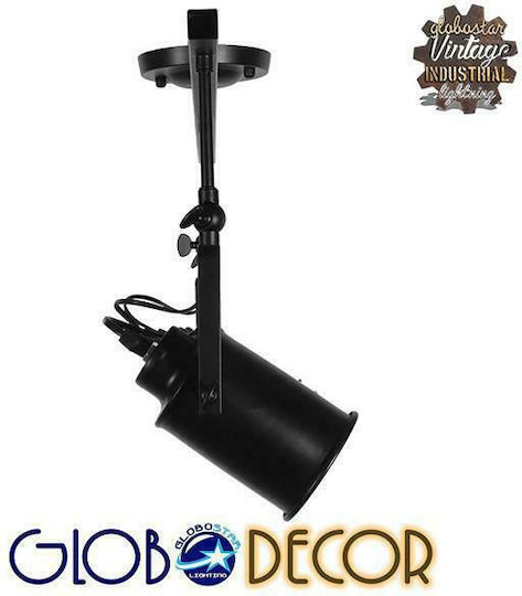GloboStar Industrial Hollywood Dreifach Spot mit Fassung E27 in Schwarz Farbe