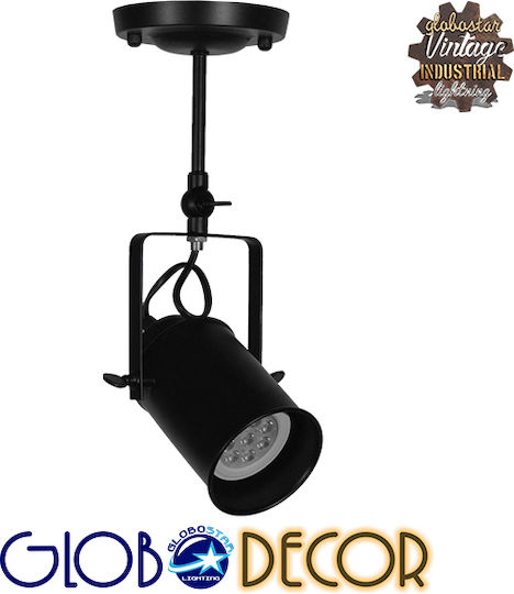 GloboStar Industrial Hollywood Единично Спот с Цокъл E27 в Черен Цвят