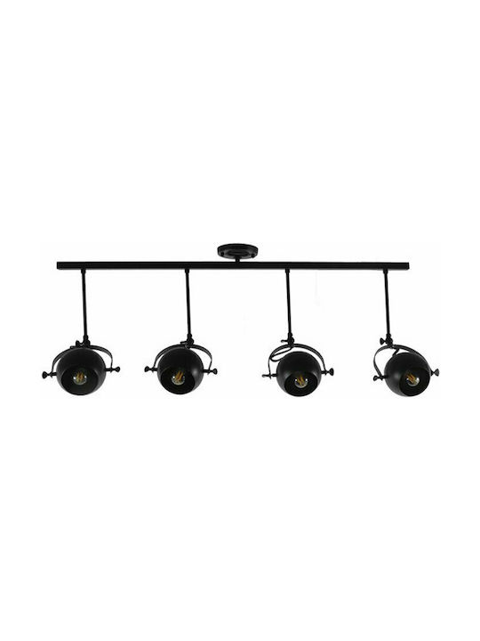 GloboStar Industrial Cannes Spot with 4 Lights and with Socket E27 in Black Color