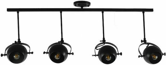 GloboStar Industrial Cannes Spot with 4 Lights and with Socket E27 in Black Color