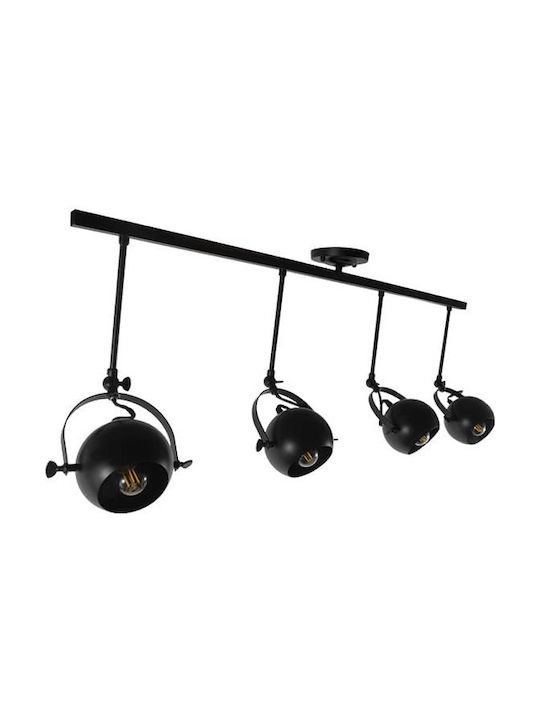GloboStar Industrial Cannes Spot with 4 Lights and with Socket E27 in Black Color