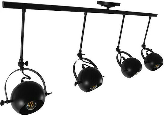 GloboStar Industrial Cannes Spot with 4 Lights and with Socket E27 in Black Color