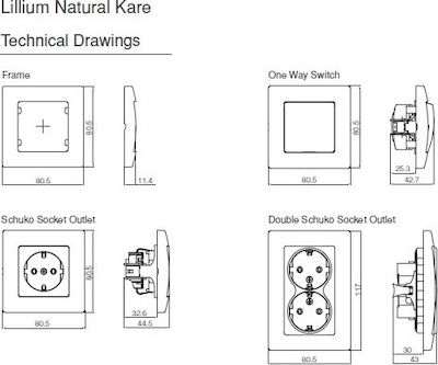 Makel Lillium Natural Kare Recessed Simple Complete Dimmer Switch Rotary 600W White