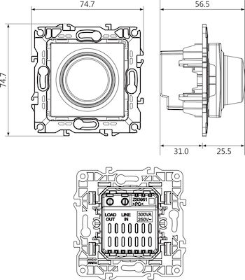 Aca Prime Recessed LED Front Dimmer Switch Rotary Gold