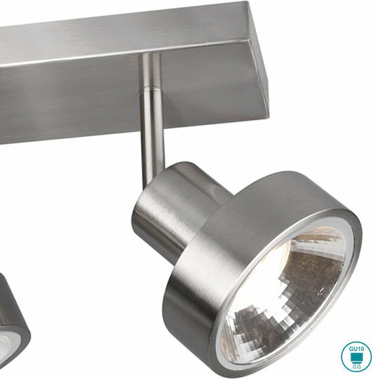 Trio Lighting Leon Σποτ με 4 Φώτα και με Ντουί GU10 σε Ασημί Χρώμα