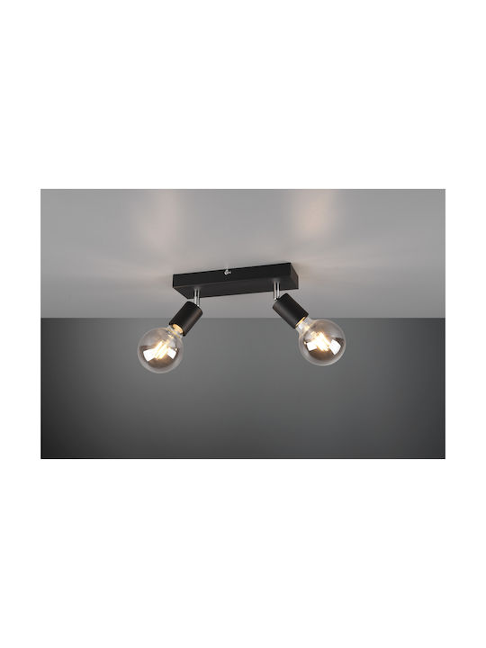 Trio Lighting Vannes Διπλό Σποτ με Ντουί E27 σε Μαύρο Χρώμα