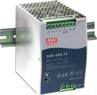 Mean Well Τροφοδοτικό Ράγας SDR480-24 με Έξοδο 24V και Ισχύ 480W 20A