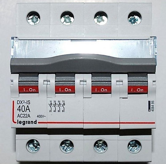 Legrand DX3 Τετραπολικός Διακόπτης Ράγας 400V 40A