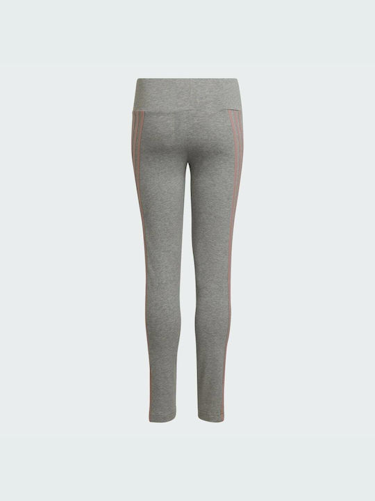 Adidas Leggings pentru Copii Lung Gri 3 Stripes Cotton