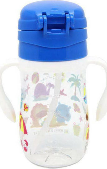 Marcus & Marcus Baby Cup with Handles and Straw Tritan made of Plastic Blue 300ml for 12m+m+