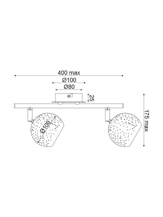 Aca Planetario Double Spot with Socket G9 in White Color