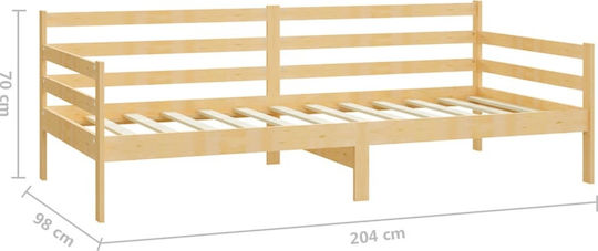 Single Wooden Sofa Bed Natural for Mattress 90x200cm