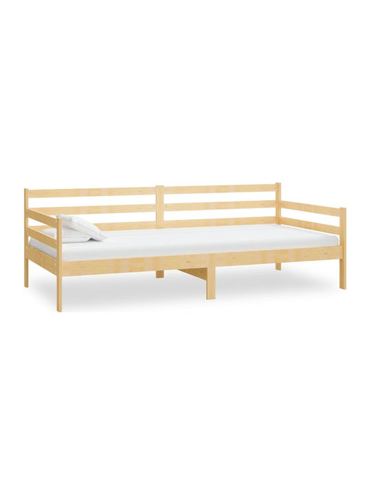 Canapea Pat Single Din Lemn Natural Potrivit Pentru Saltea 90x200cm