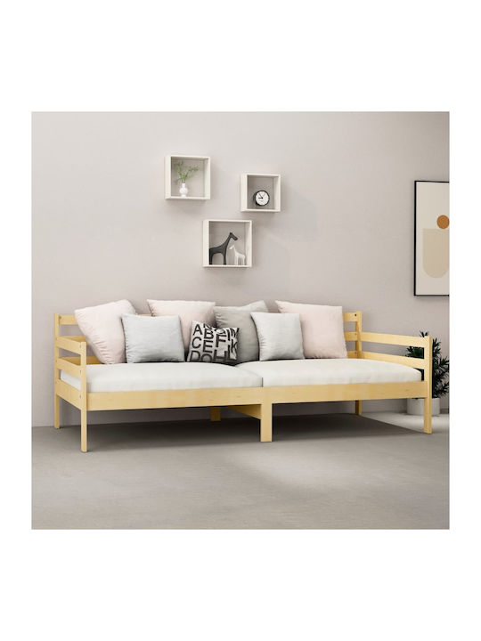Canapea Pat Single Din Lemn Natural Potrivit Pentru Saltea 90x200cm