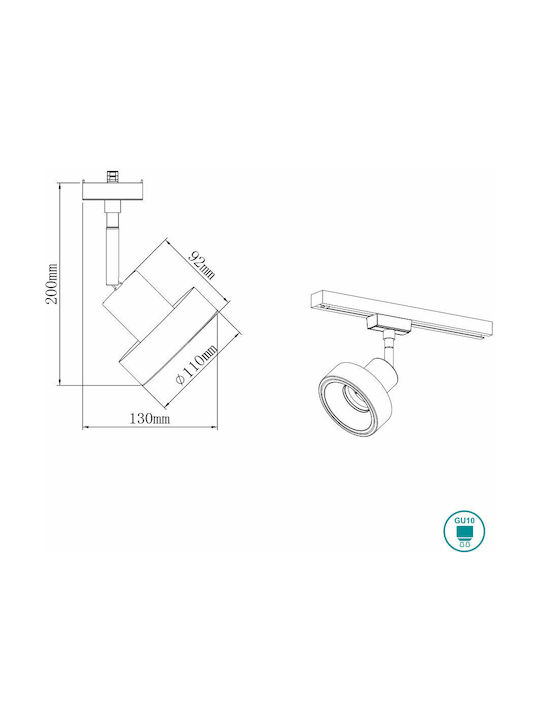 Trio Lighting Duoline Single Spot with Socket GU10 in White Color