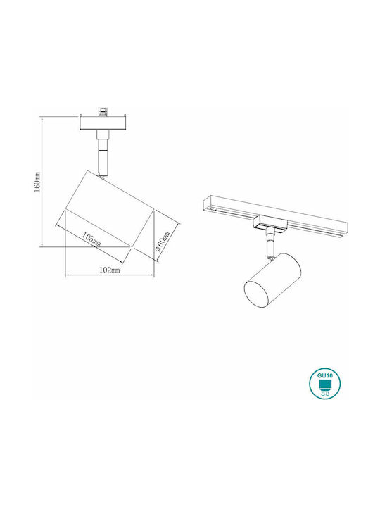 Trio Lighting Duoline Single Spot with Socket GU10 in Black Color