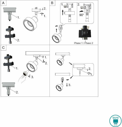 Trio Lighting Duoline Einzel Spot mit Fassung GU10 in Weiß Farbe