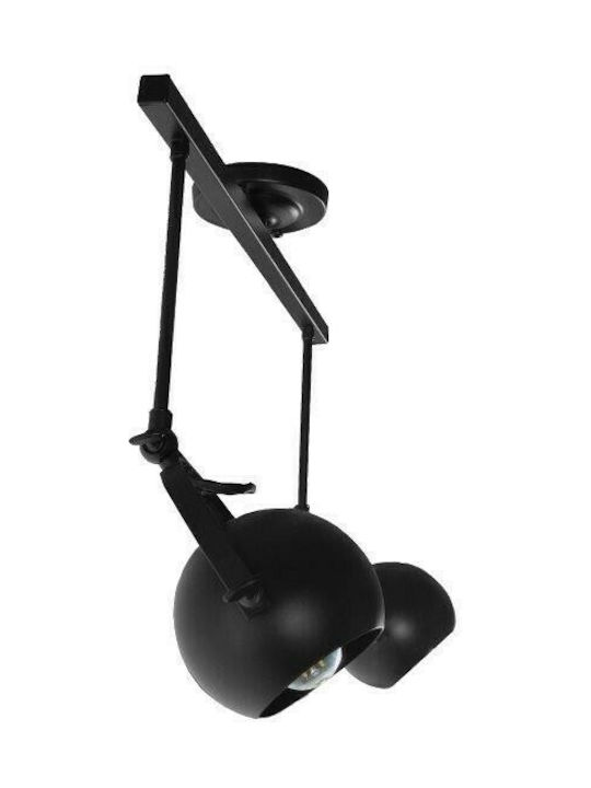 GloboStar Industrial Cannes Double Spot with Socket E27 in Black Color